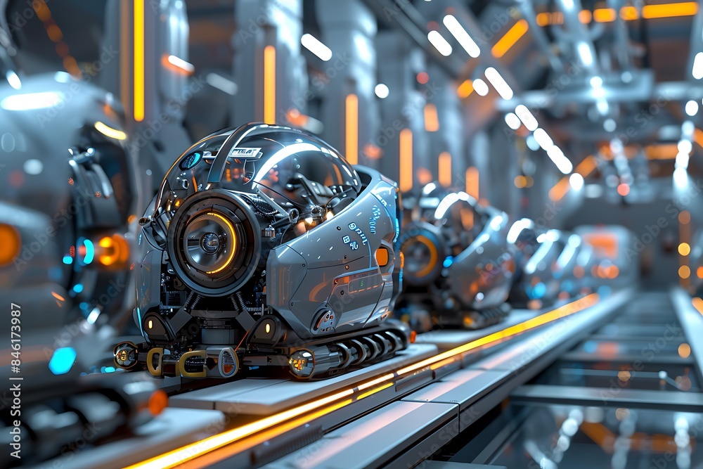 Obraz premium EV production line on advanced automated smart factory