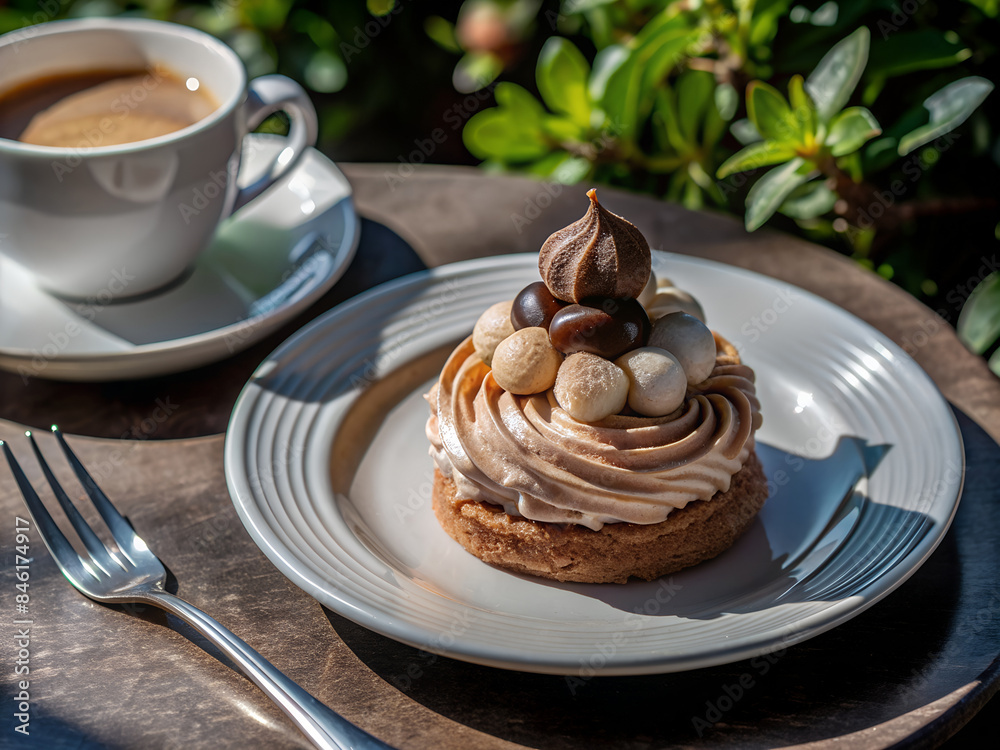 A Mont Blanc dessert with chestnut cream A Mont Blanc dessert with chestnut cream