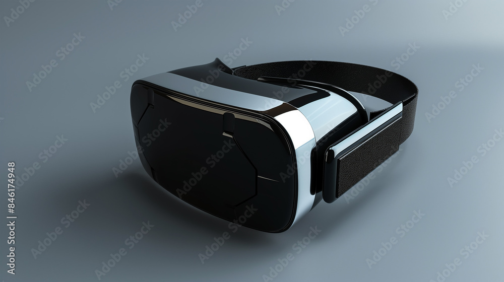 Virtual reality VR glasses on gray background. VR helmet or virtual reality glasses on isolated background. Virtual reality VR glasses on gray background. VR helmet or virtual reality glasses on isolated background.