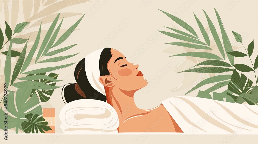Tranquil Spa Day Illustration Tranquil Spa Day Illustration