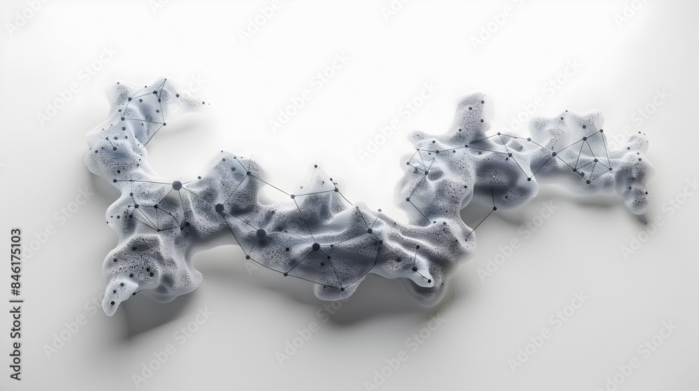 Ethereal Celestial Constellation - Abstract 3D Foam Sculpture on Minimalist White Background