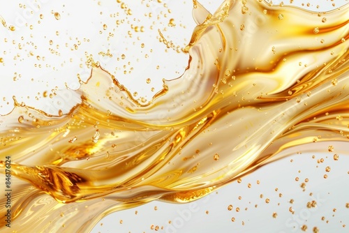 Wallpaper Mural Shimmering golden liquid splash on clean white background creating 3D effect for beauty or art concept Torontodigital.ca