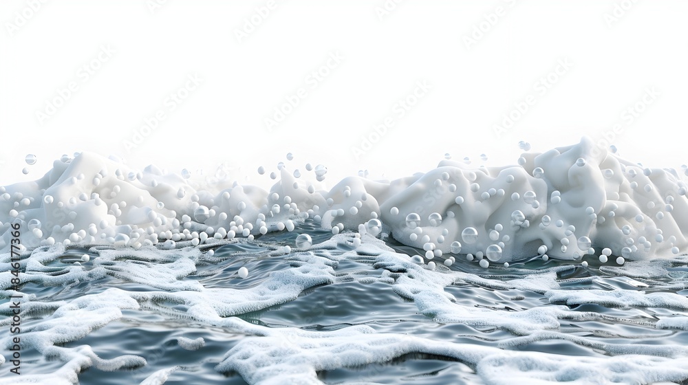 Frothy Blanket of Foam Bubbles Covering the Ocean Surface