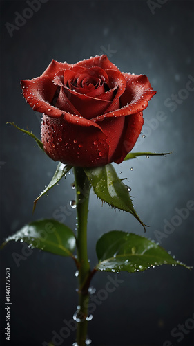 a red rose elegance vertical wallpaper. Generative AI