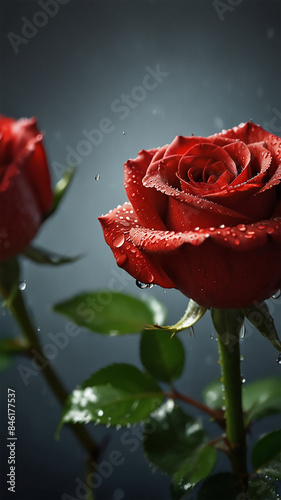 Red roses elegance vertical wallpaper. Generative AI