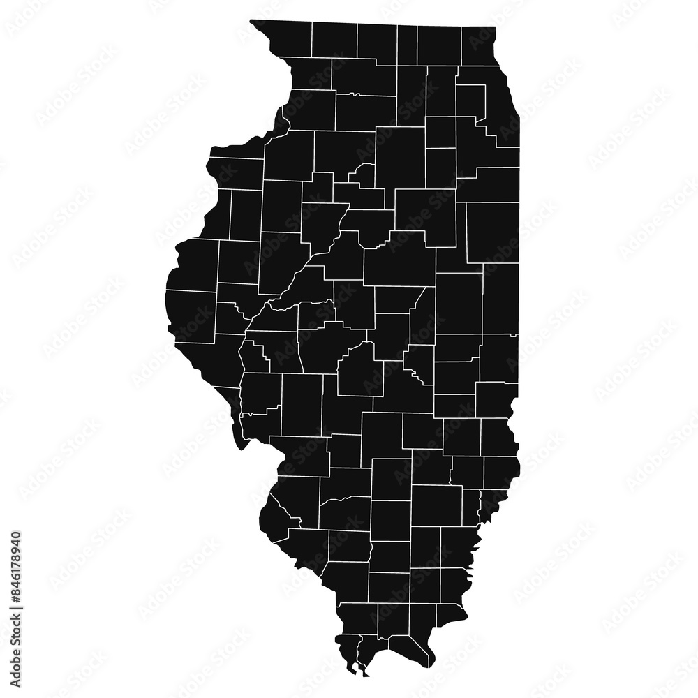 Illinois administrative map. counties map of Illinois with black, blank Map, empty map of Illinois Illinois administrative map. counties map of Illinois with black, blank Map, empty map of Illinois