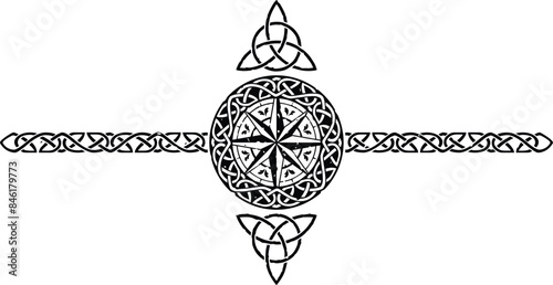 Celtic Pattern Circle Header with Compass Rose and Triquetra