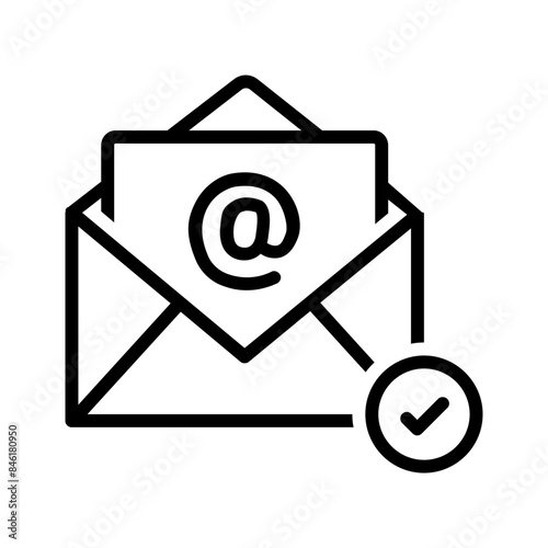 Vector black line icon for Email validation
