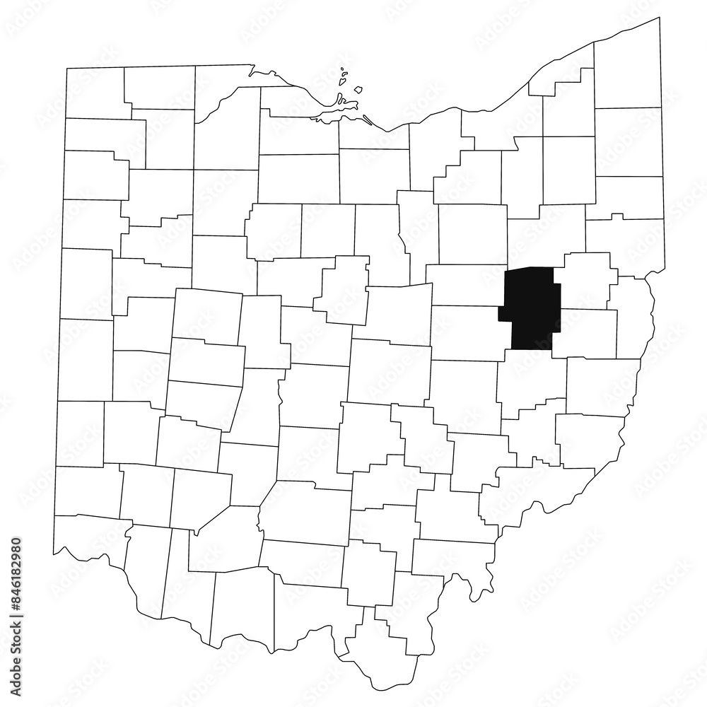 Map of tuscarawas County in Ohio state on white background. single County map highlighted by