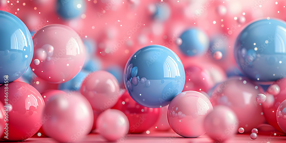 Abstract Background for Banner With 3d Blue Turquoise and Pink Spheres, Blue and Pink Bubble Easter Eggs Ballon Ball on a Pink Background, Copy Space for Text - 3D Render Abstract Background for Banner With 3d Blue Turquoise and Pink Spheres, Blue and Pink Bubble Easter Eggs Ballon Ball on a Pink Background, Copy Space for Text - 3D Render