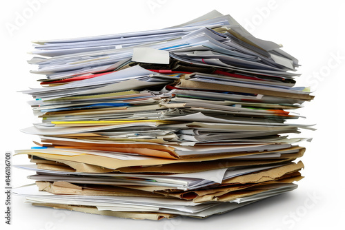 Stack of business documents on a white background. © Phichitpon