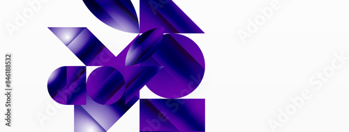 Serene gradient template. Circles and triangles mingle in minimalist perfection. Gentle fusion of forms and hues creates balanced yet captivating backdrop, embodying modern sophistication