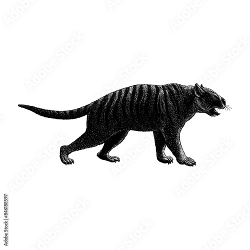 Thylacoleo carnifex hand drawing vector isolated on background.