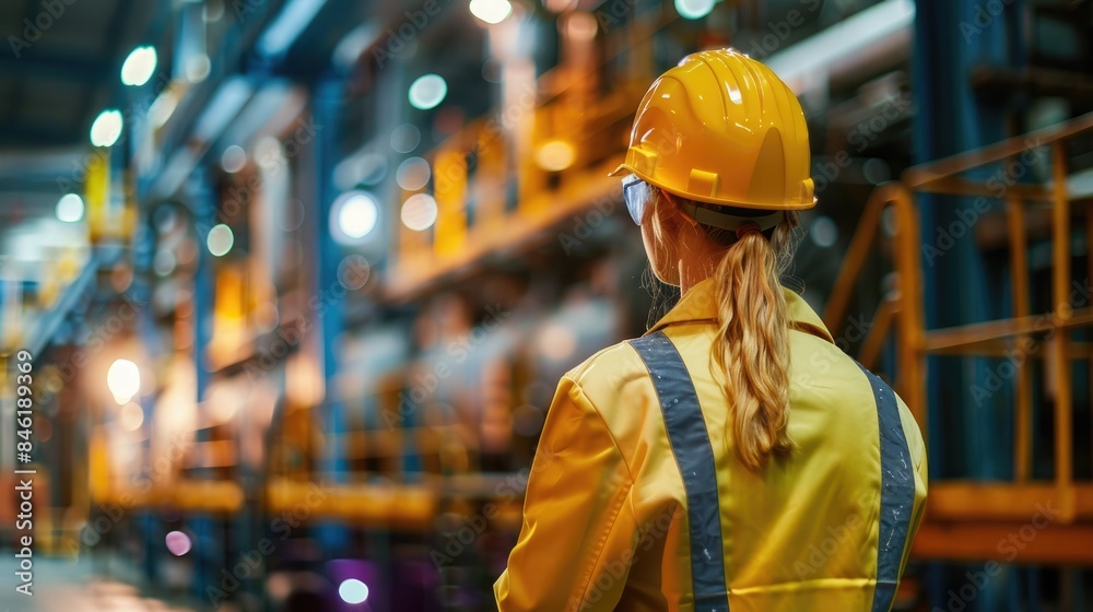 Industrial and Manufacturing Engineers and technicians working in industry refinery or power plant with blurred lights and structures in the background Industrial and Manufacturing Engineers and technicians working in industry refinery or power plant with blurred lights and structures in the background