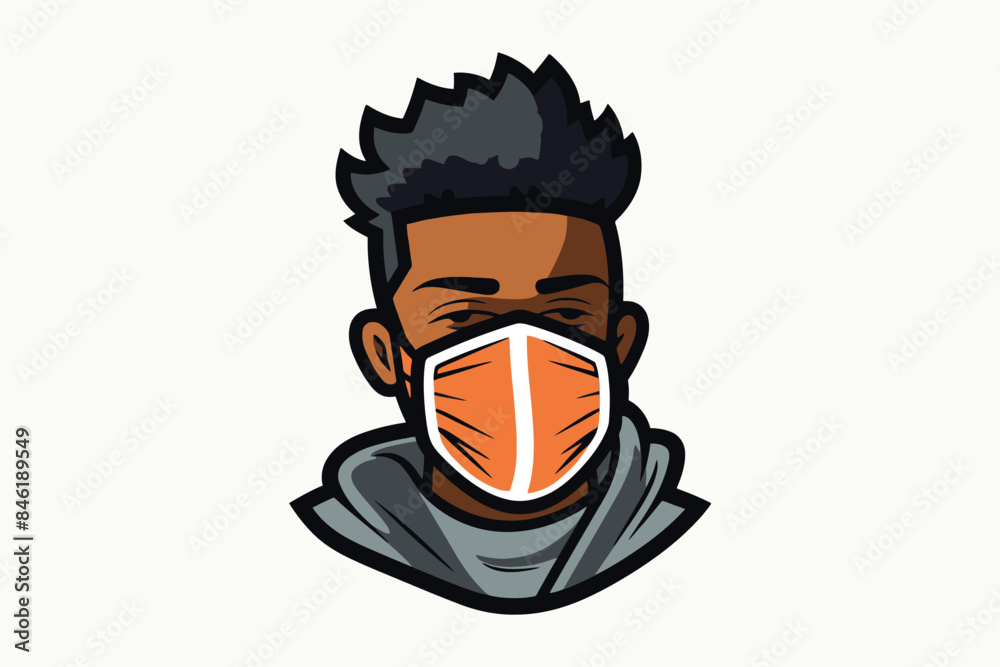 man wearing mask cartoon vector sublimation mascot logo design man wearing mask cartoon vector sublimation mascot logo design