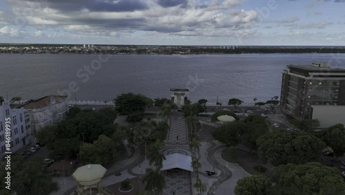 Drone flies over Praça Fausto Cardoso toward Sergipe River photo