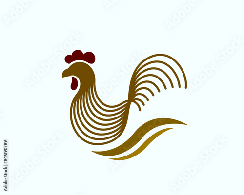 Rooster line art style logo design template illustration inspiration