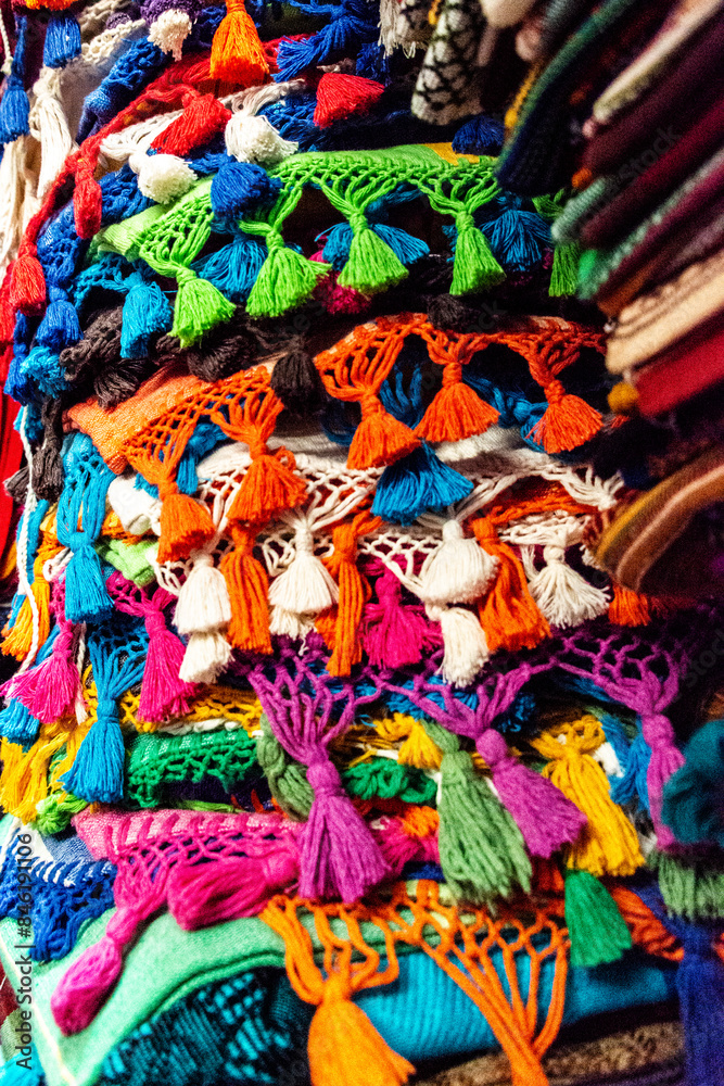 Fototapeta premium Vibrant Collection of Tassel Fabrics