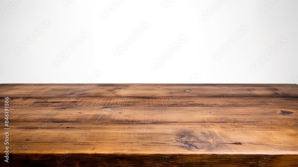 Empty wood table on white background