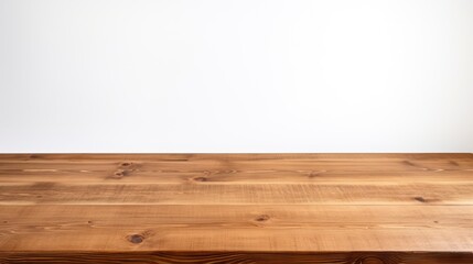 Empty wood table on white background