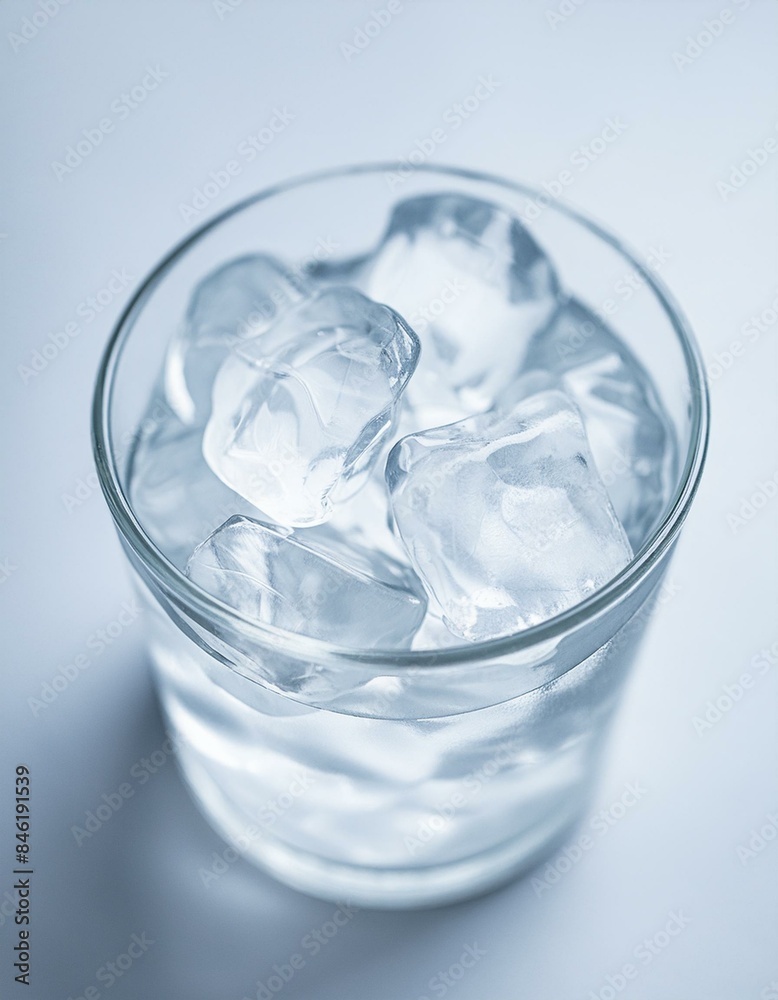 Ice filled in a transparent glass cup. close up Ice filled in a transparent glass cup. close up