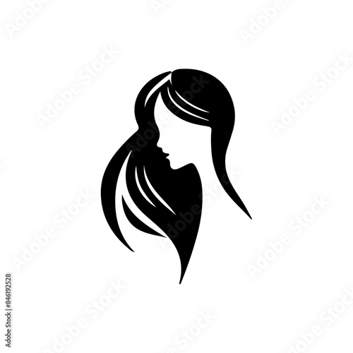 Female face vector silhouette art set, logo style,