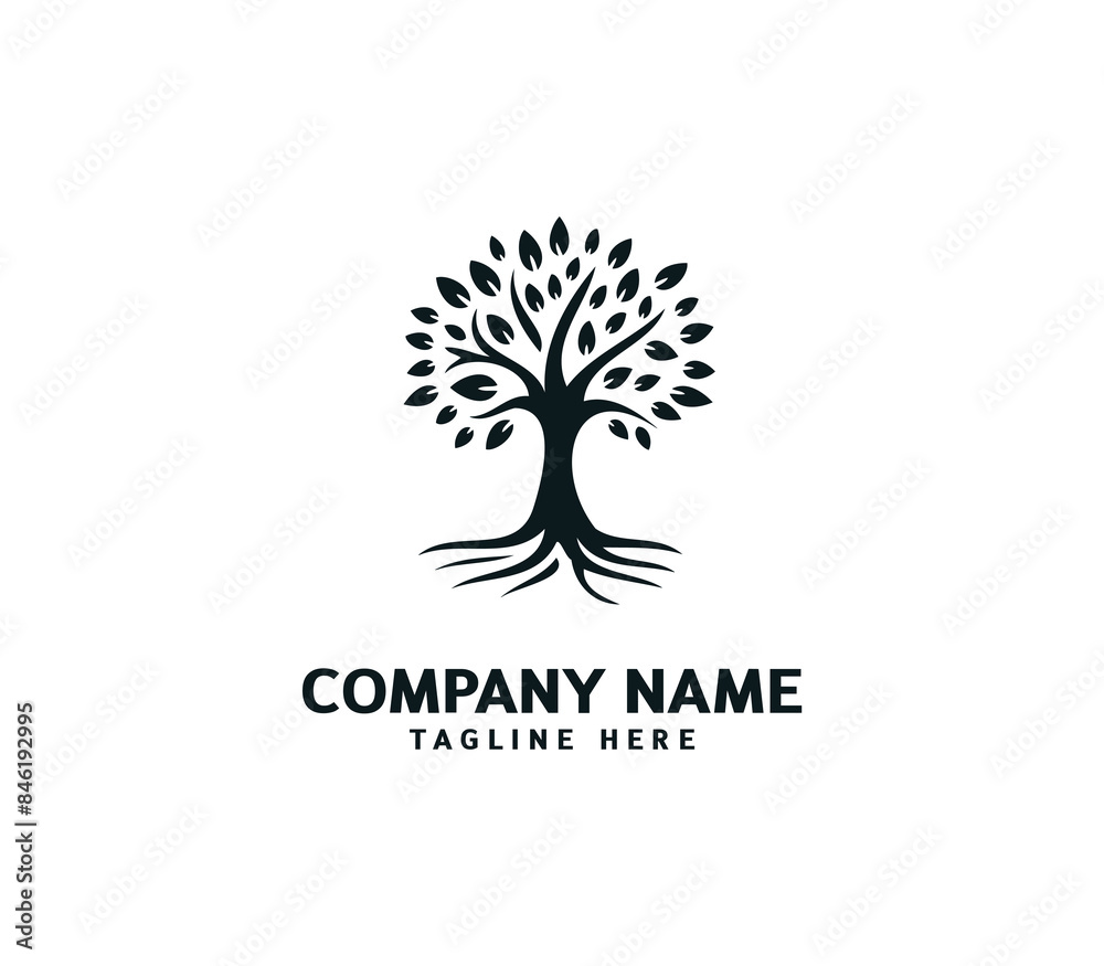 Obraz premium Tree logo design. Botanic tree. Tree of life symbol. Abstract tree logo symbol. Vector illustration