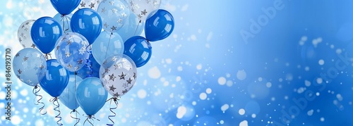 Blue birthday balloons background. Celebration background
