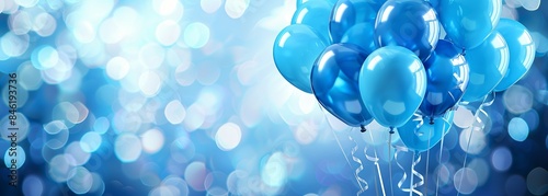 Blue birthday balloons background. Celebration background