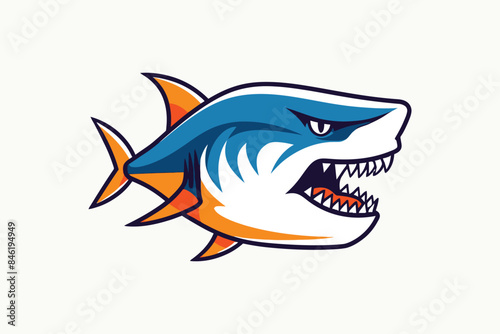 cute blue shark vector sublimation mascot logo design