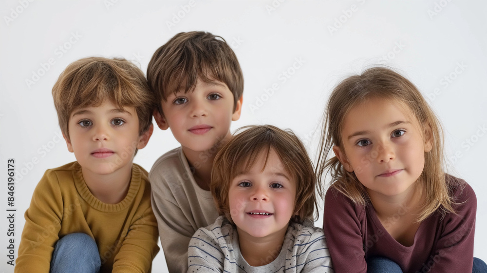 group of children together isolated on a white background group of children together isolated on a white background