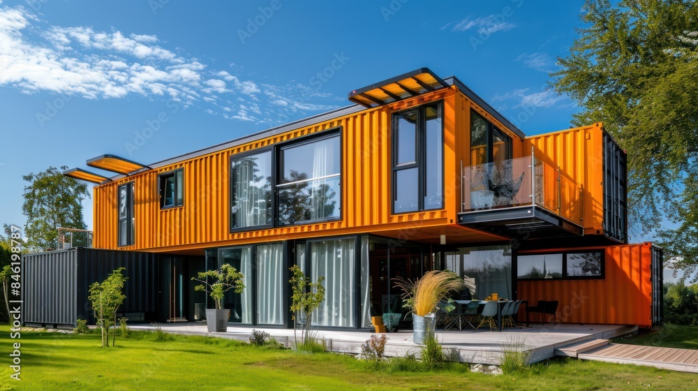 Shipping container home. Modular prefabricated house made Shipping container home. Modular prefabricated house made