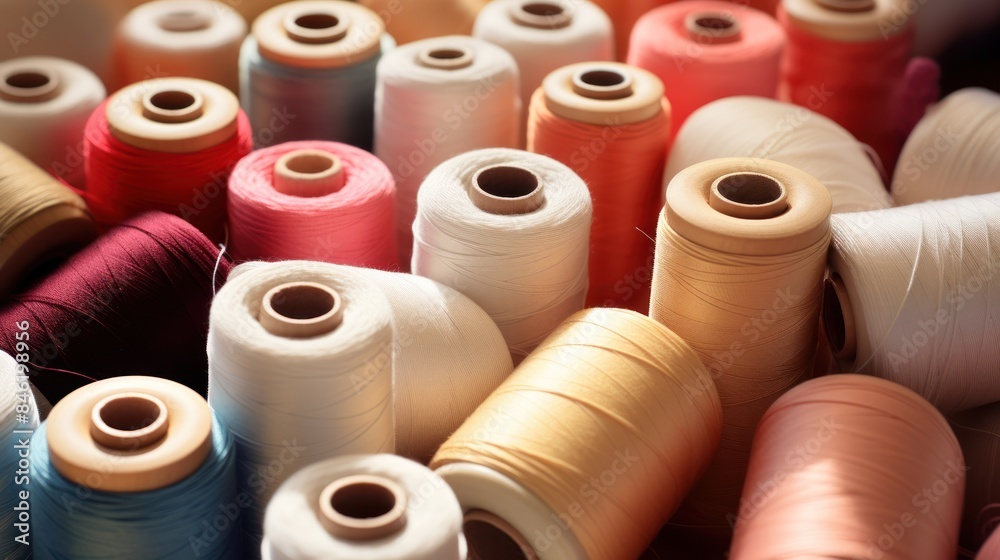 Spools of thread and balls of wool, close-up 