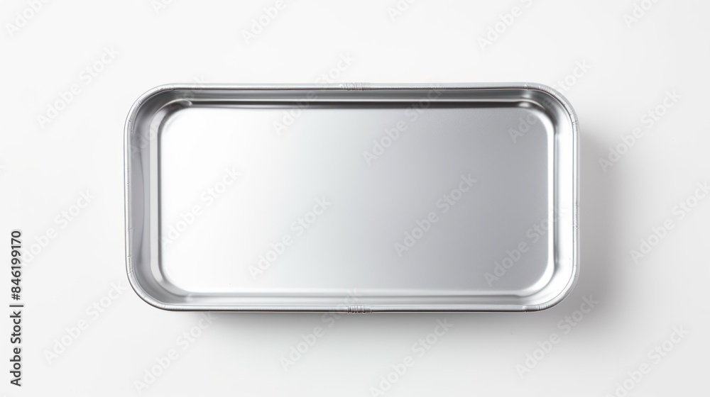 Aluminum food box disposable on white background 