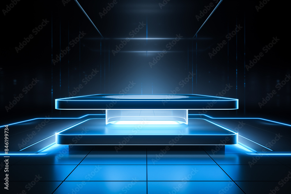 Blue product podium in tech style Blue product podium in tech style