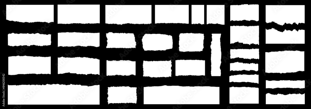Torn sheets of paper. ripped white paper on a black isolated background. Vector illustration