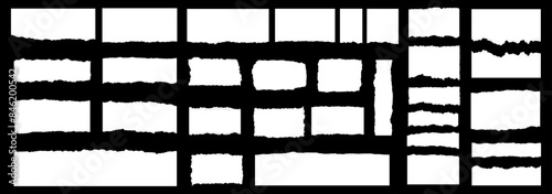 Torn sheets of paper. ripped white paper on a black isolated background. Vector illustration