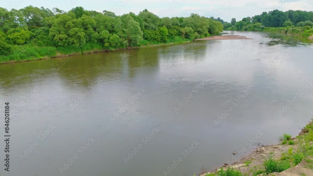 Two rivers merging into one big river, Europe, Poland Two rivers merging into one big river, Europe, Poland