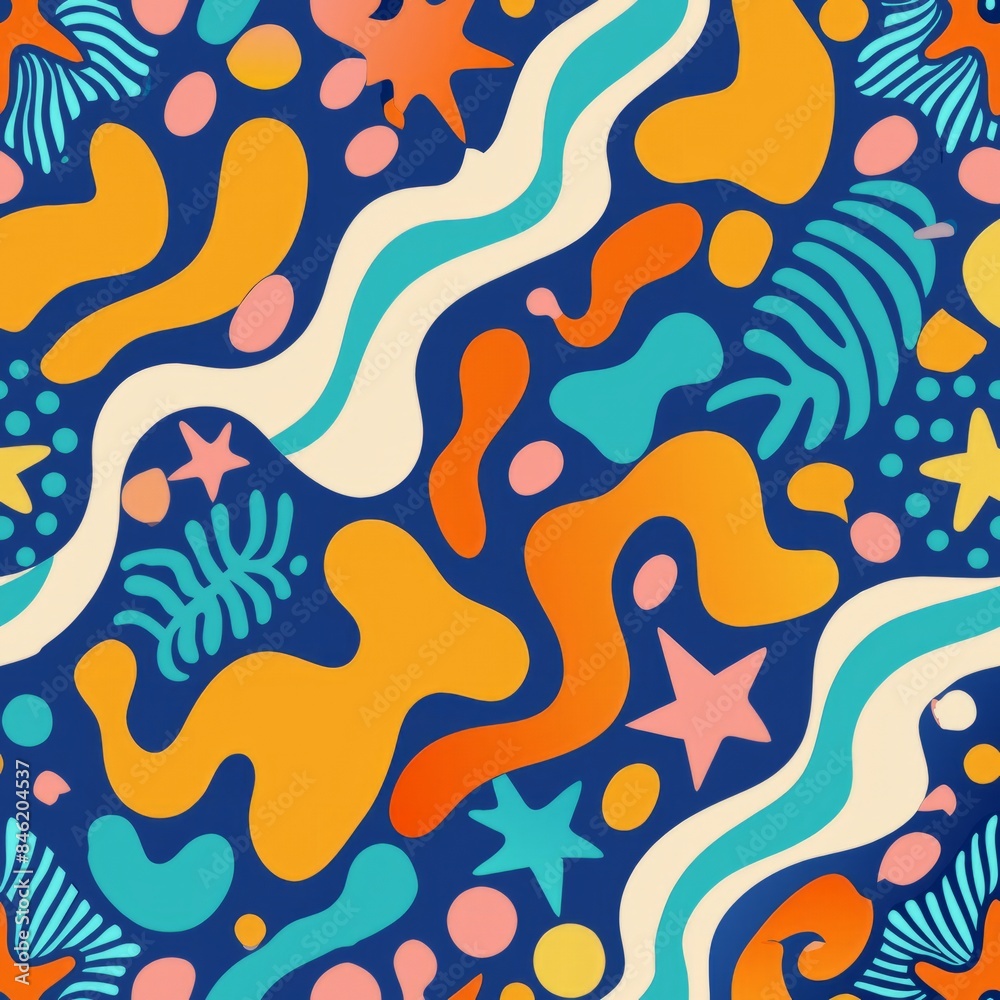 Seamless pattern of hand drawn scribble abstract art with freeform lines and shapes, Generative AI Seamless pattern of hand drawn scribble abstract art with freeform lines and shapes, Generative AI