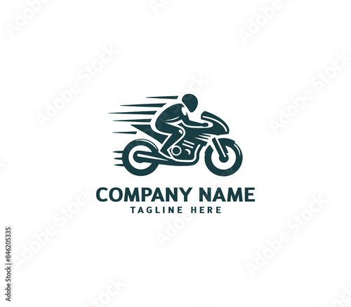 Motorcycle logo vector design. Motorcycle logo concept. Speed bike racer on the sport motorcycle.