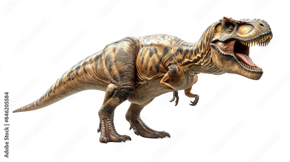 Naklejka premium Tyrannosaurus Rex dinosaur image depicting a lifelike representation of one of the most feared and iconic prehistoric creatures that roamed the Earth during the late Cretaceous period 