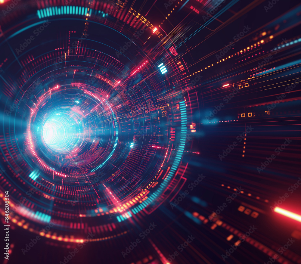 Technology style futuristic light tunnel Technology style futuristic light tunnel
