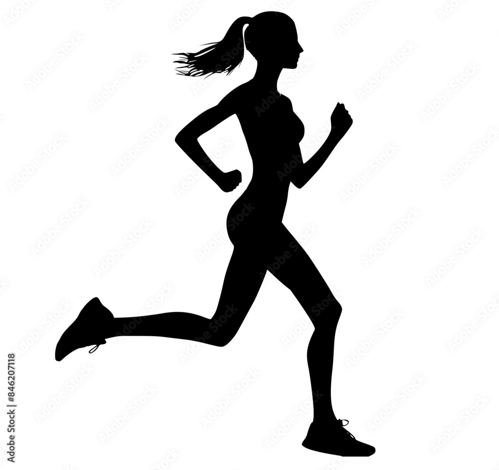 Silhouette of running woman 