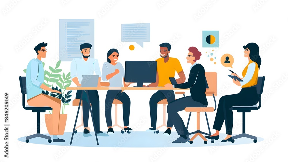 A group of office man and woman in office