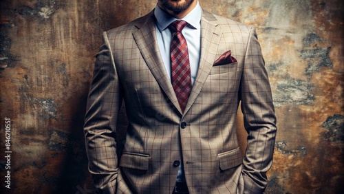Wallpaper Mural A Timeless Elegance, A Classic Suit With Tie, Defying The Grunge Backdrop With Refined Style. Torontodigital.ca