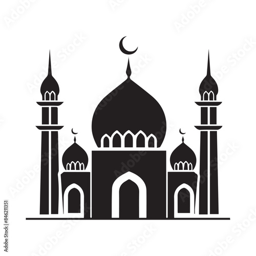 Islamic mosque logo vector icon template Stock Vector on white background