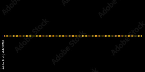 Drawing Style Of Stunning Gold Chain Isolated On Black Background, Realistic Horizontal Jewelry Vector Illustration.	