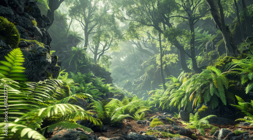 Majestic Evergreen Forest,timeless beauty and grandeur of a majestic evergreen forest