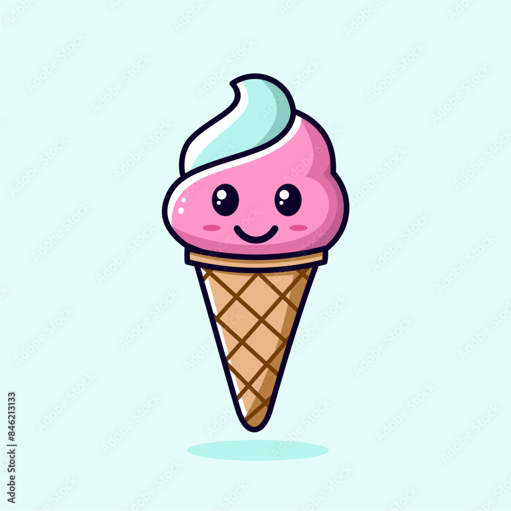Simple ice cream mascot in cute cartoon style Simple ice cream mascot in cute cartoon style