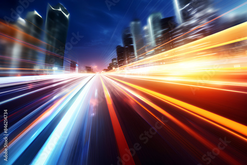 High speed business and technology concept Acceleration super fast speedy car drive motion blur of light fastest abstract for background design